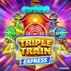 Triple Train Express স্লট গেমের নিয়ন-আলোকিত সাইবারপাঙ্ক থিম এবং গ্রিড ইন্টারফেসের দৃশ্য।