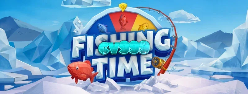 Fishing Time BGaming গেমের একটি দৃশ্য যেখানে বরফের ওপর মাছ ধরার থিম ফুটে উঠেছে